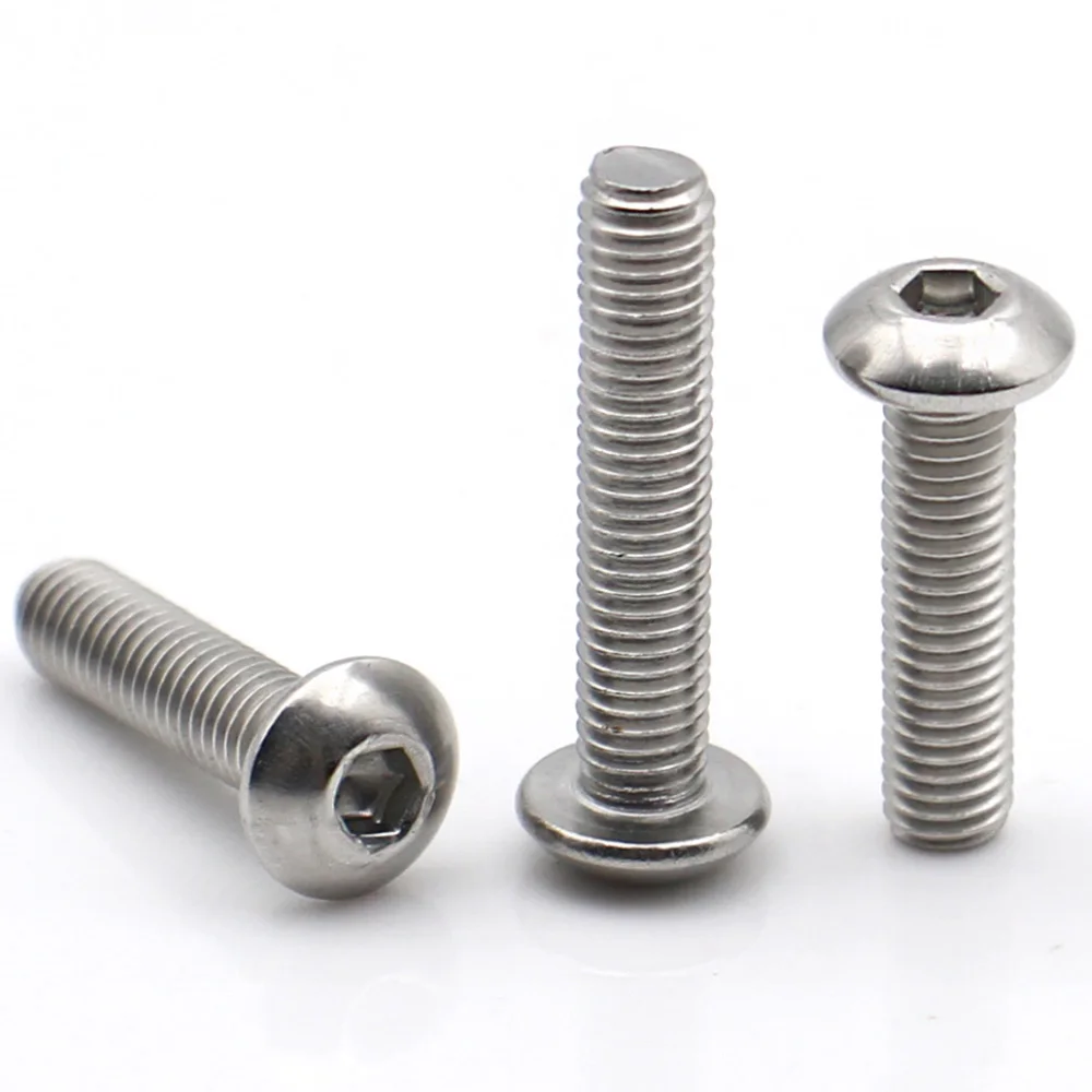 2-100pcs 304 Stainless Steel Button Head Hex Socket Screws ISO7380 Round Head Socket Cap Bolts Screw M1.6 M2 M3 M4 M5 M6 M8 M10