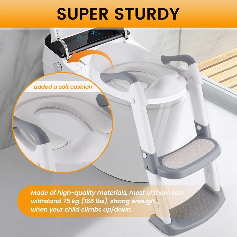 Toilet Potty Training Seat With Ladder, Kids Toddler Training Toilet,Safe Potty Seat With Non-Slip Mat Ladder