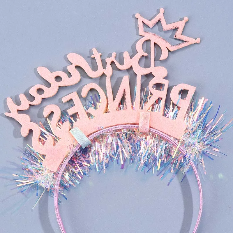 Ncmama-Feliz Aniversário Headbands para Mulheres, Bonito Glitter Coroa Hairband, Princesa Headwear, Hair Hoop, Acessórios para Cabelo para Meninas