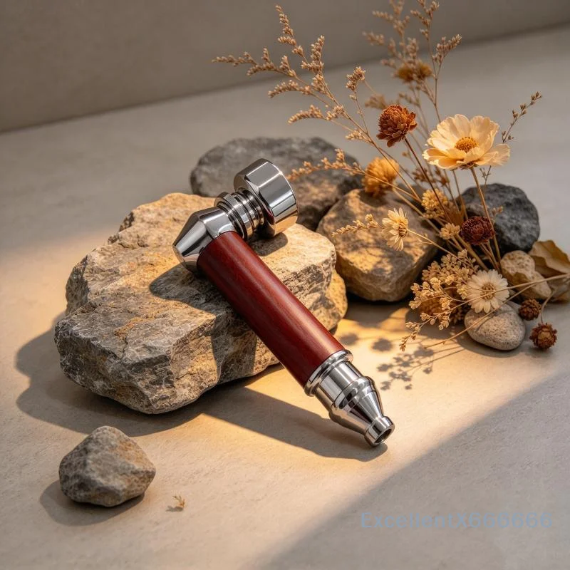 Retro Wood Grain Pipe Replica Statue Desktop Ornament Exquisite Vintage Craft for Study Office Decor Collection Enthusiasts