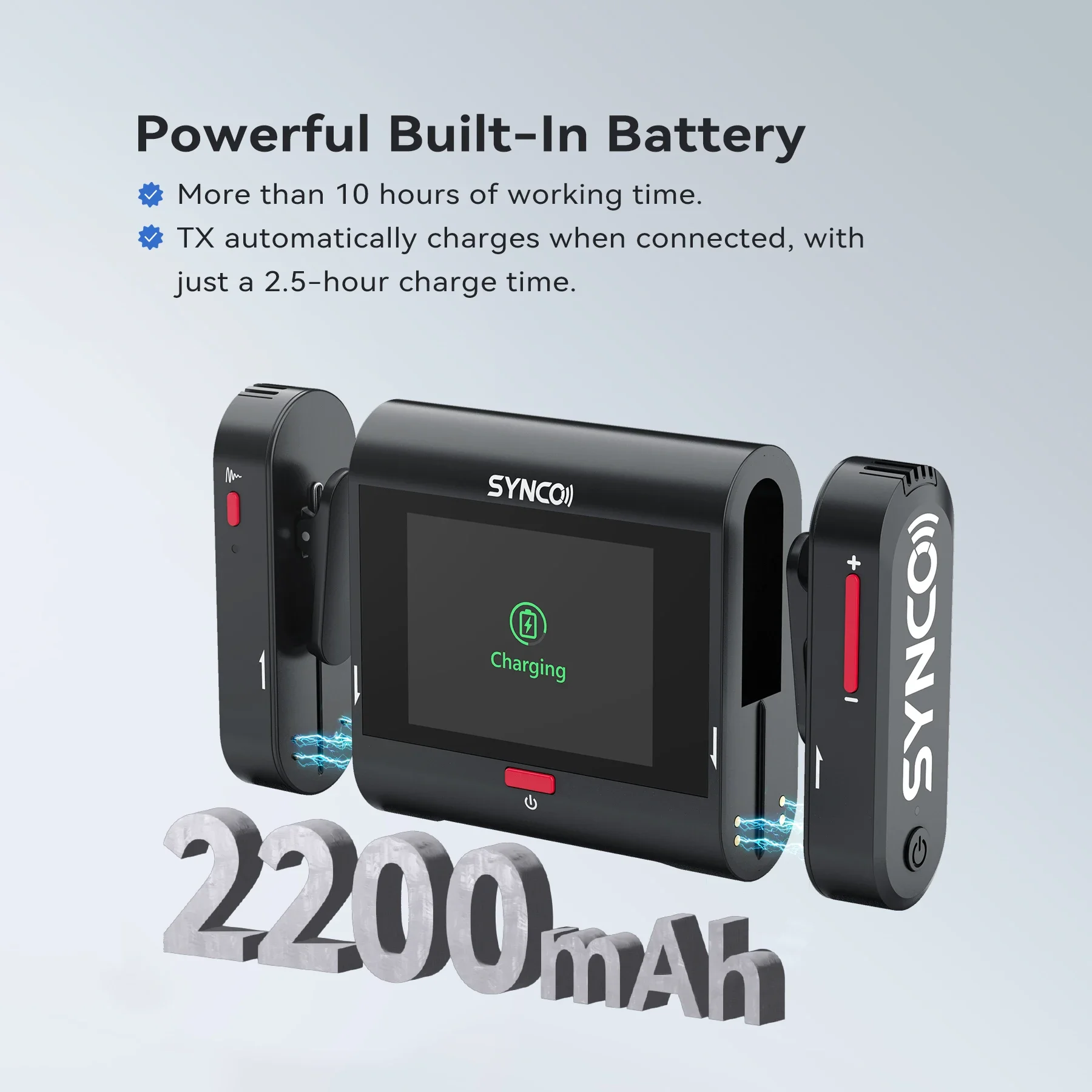 SYNCO G3 Pro 2.4GHz 3 Channels Wireless Microphone with Touch Screen 200m Range Lossless Audio for Camera/iPhone/Live Streaming