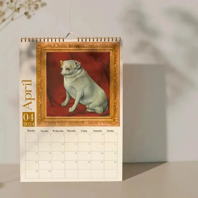 Dog 2024 calendario da parete calendari per cani unici retrò 2024 accessori divertenti per il nuovo anno decorazioni da parete per scuole case camere da letto Dorms