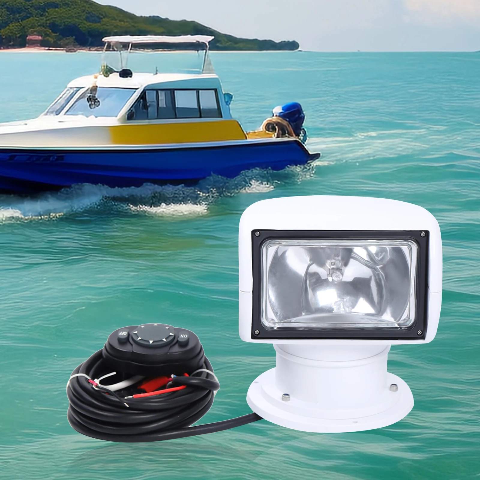 Boat Spotlights Searchlight 360 Degree 12V 100W Remote Control Halogen Searchlight Outdoor Marine Outdoor Boat Lighting Tools