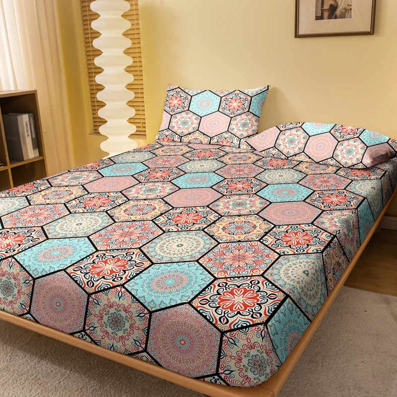 1 Bohemian patterned frosted bedsheet, bedroom printed bedspread, bedding (excluding pillowcases)