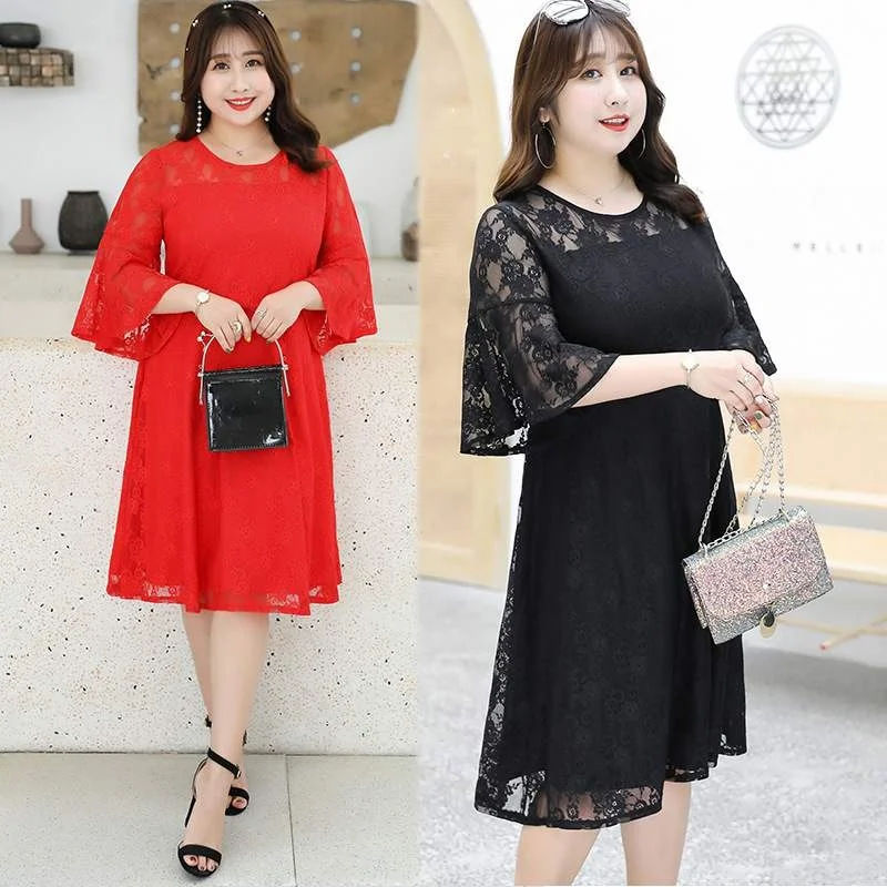 

Женское длинное платье-труба из полиэстера с кружевными вставками, круглым вырезом и вырезами, в корейском стиле, больших размеров, для повседневной носки