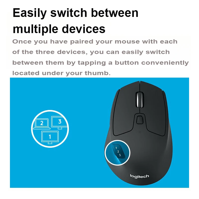 Logitech M720 Wireless Bluetooth Mouse - Office Mouse - Bluetooth Dual-mode Wireless Mouse