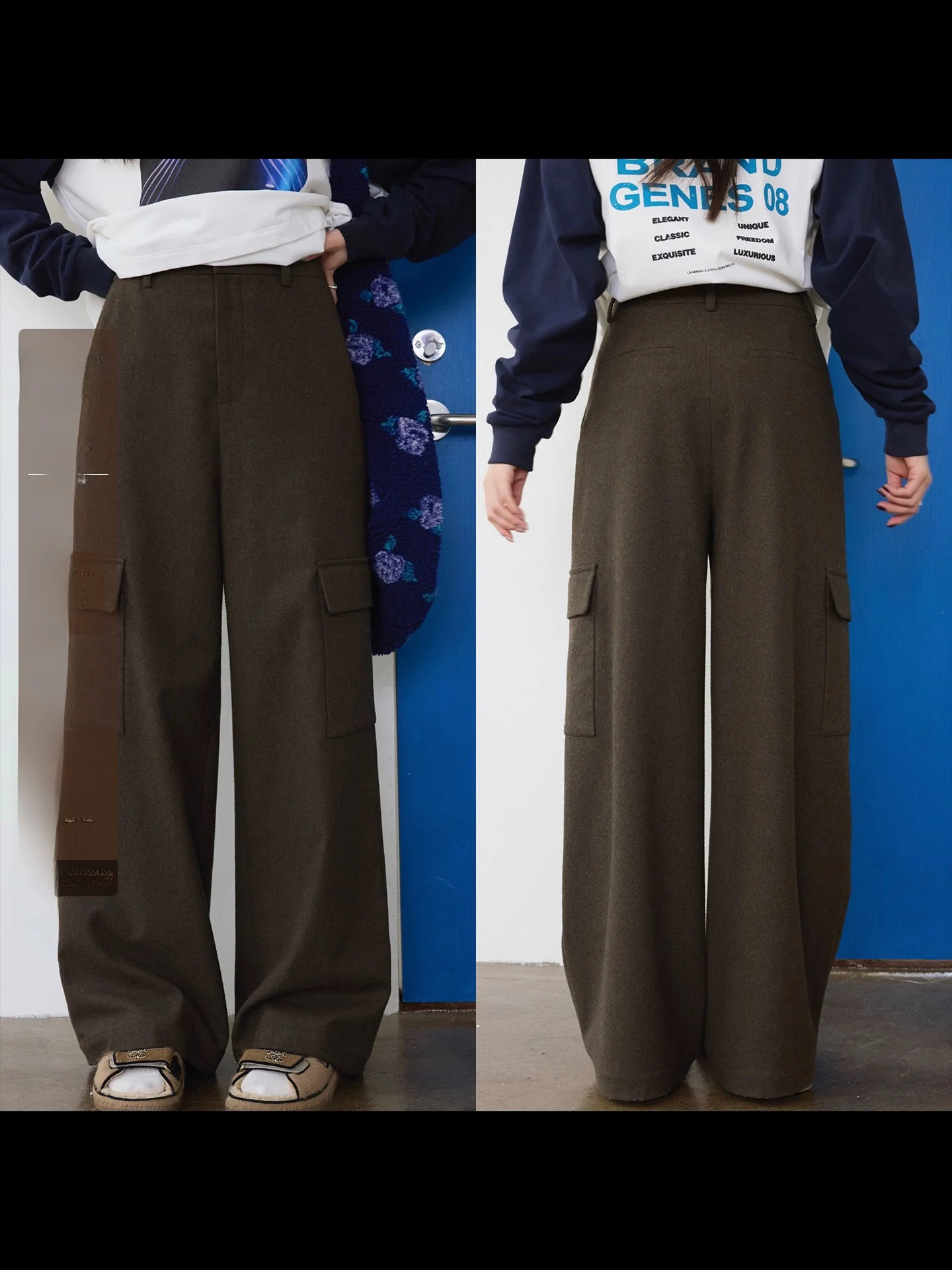 

Camelux High-Weight Precision Spun Dyed Australian Wool Hong Flower Casual Workwear Pants Leisure Straight Leg Trousers