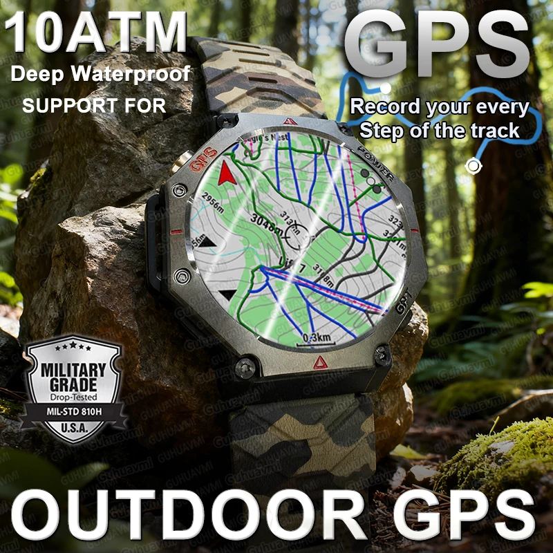 

2025 Adult Military T Rex 3 GPS Smart watch 5ATM Waterproof 500mAh Battery Dual-band GNSS Outdoor Fitness 170+ Sport Watches Men