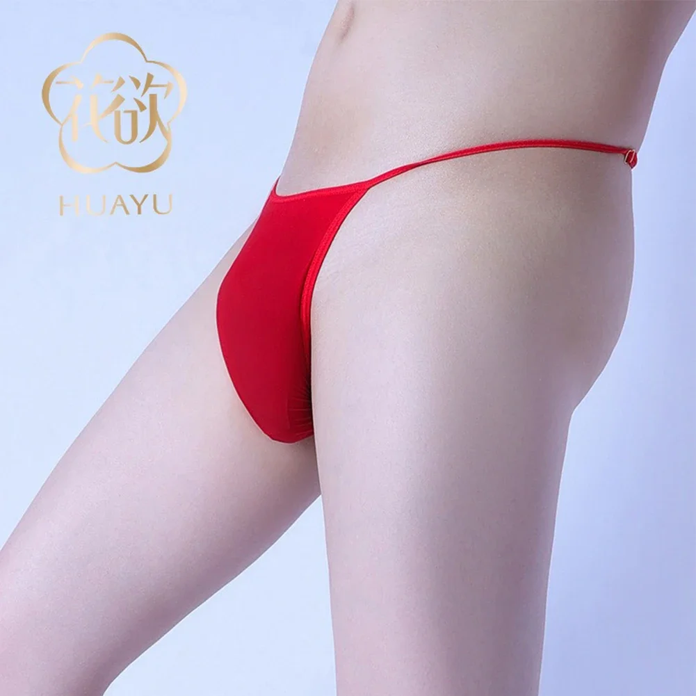 

New Men Sexy Thin Oil Briefs Underwear Thongs Pouch Panties Sheer Smooth Underpants Adjustable U-shaped See Through Male T-back