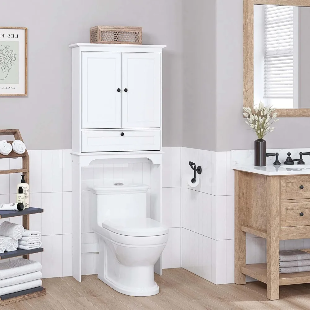 

Bathroom Cabinet, Over The Toilet Storage Cabinet, Bathroom Above Toilet Storage Cabinet with Doors and Adjustable Shelves