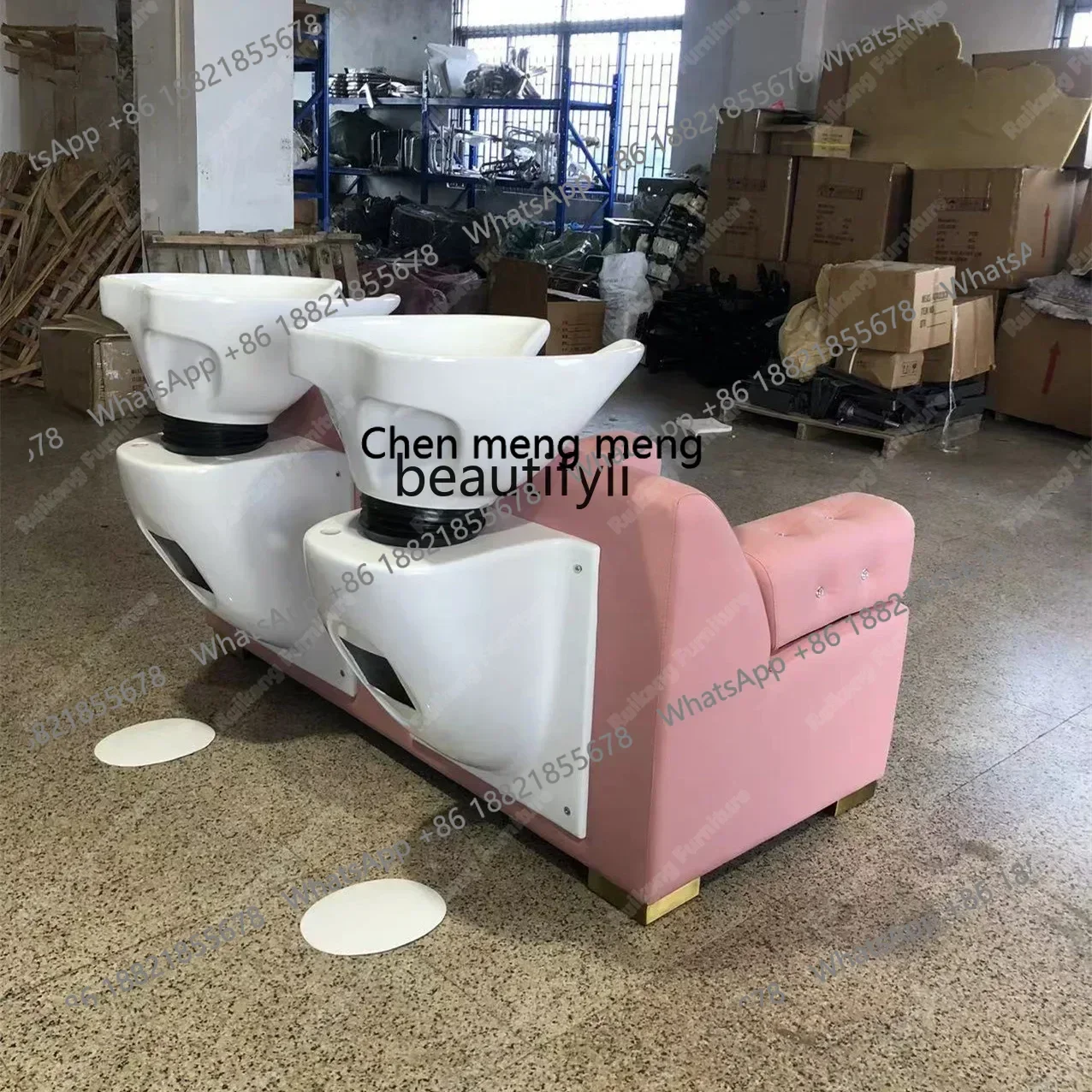 smt7486 Doppia poltrona per shampoo per parrucchiere Letto multifunzionale per terapia della testa di fumigazione tailandese Letto per il viso Temperatura costante7486