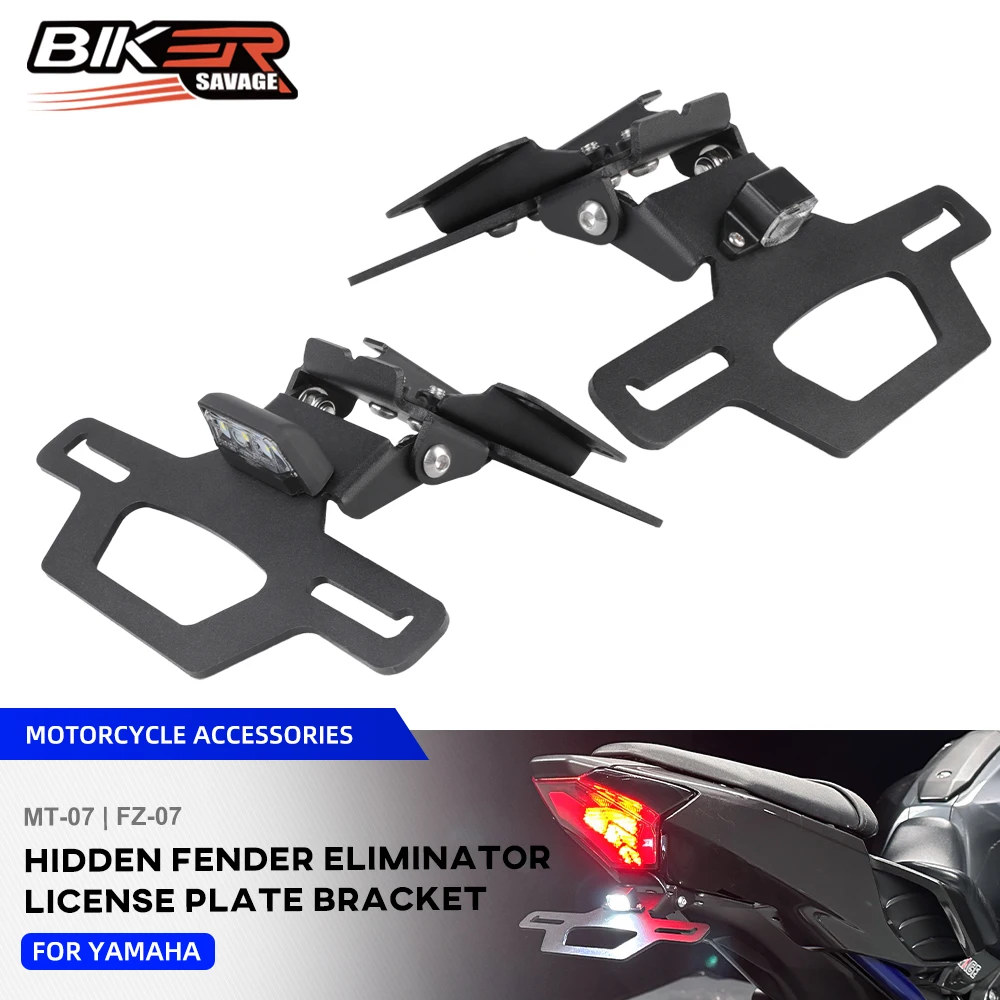 

YZF R7 2025 Hidden License Plate Holder For YAMAHA MT-07 FZ07 2014+ Foldable Fender Eliminator Rear Tail Frame LED Plate Light