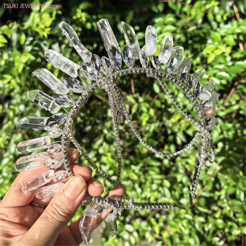 62KE Tiaras nupciales tocado seguro antideslizante diamantes imitación decoraciones coronas aro para ceremonias boda y