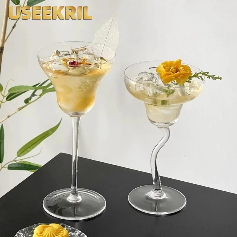 커브드 풋 글라스 컵, 마가리타 와인 글라스 컵, 크리에이티브 샴페인 글라스 컵, 맞춤형 칵테일 버블 글라스 컵