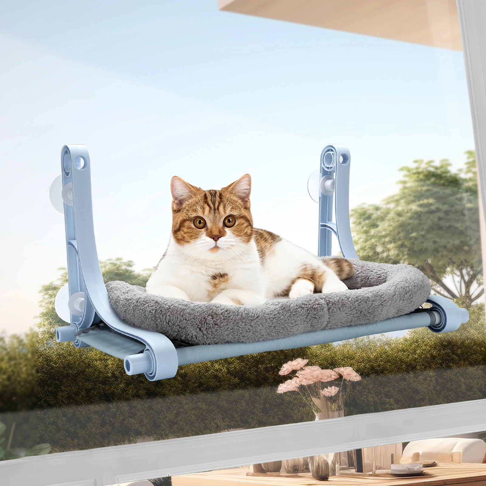 

Cat Window Bed Hammock Cat Window Perch with 4 Suction Cups Durable Window Hammock Seat for Large Cats and Kittens Easy to Clean