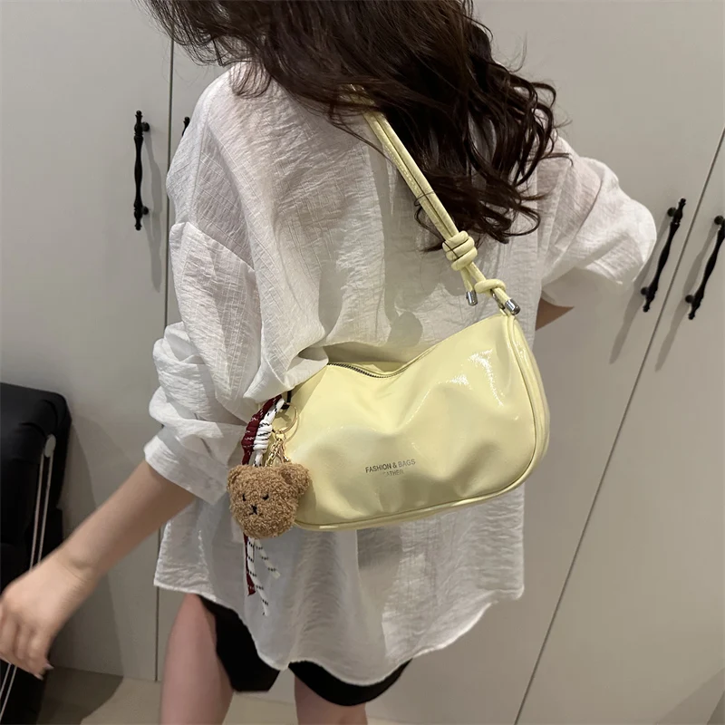 Fashionable Underarm Bag Women's Crossbody Bag Small Elegant Design Single Shoulder Bag Handbag Soft PU Leather Pure Color