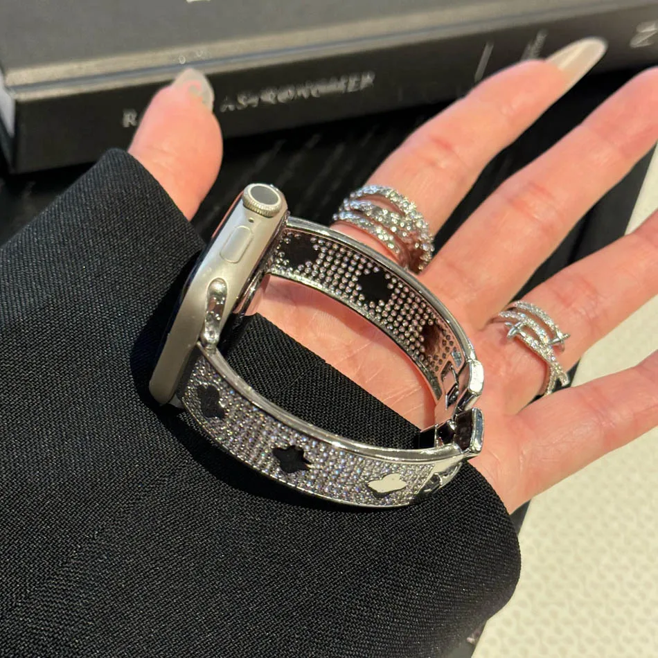 Luxe Fonkelende Diamanten Sieraden Band Voor Apple iWatch Serie UItra 10 9 8 7 6 SE Horlogeband 42 40 41 38 49 45 44 46mm Armband