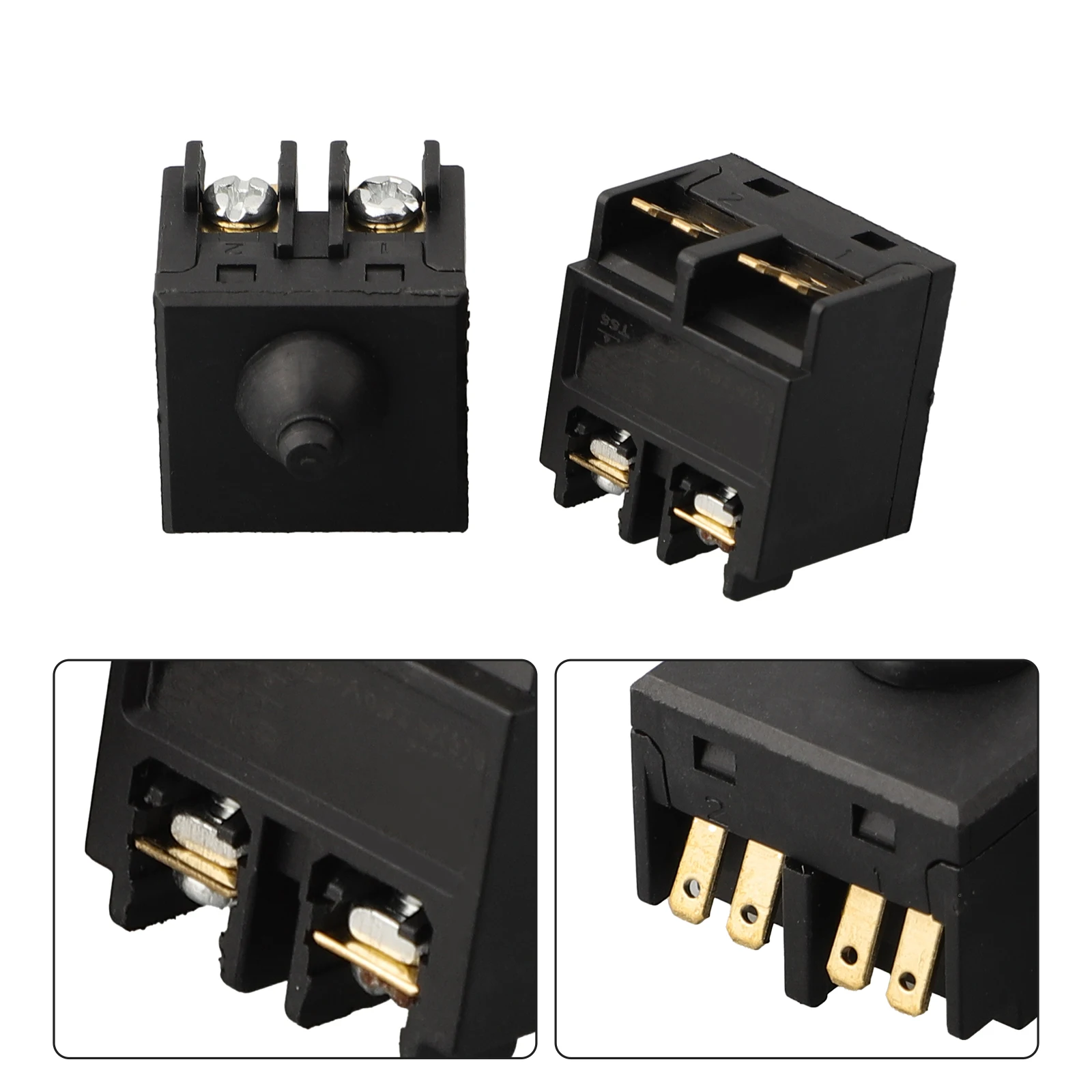 2PCS Angle Grinder Switch Plastic & Metal 2.5x2.5cm Replacement Push Button Switch For 100mm 4" Angle Grinder Power Tools