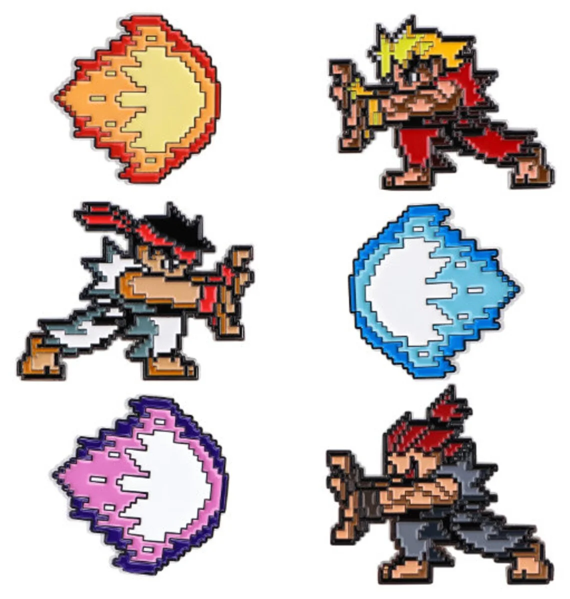 Broche de alfileres esmaltados de Street Fighters, broches de insignia de Metal con bola de fuego Ken Ryu Akuma, alfileres de solapa, accesorios de joyería