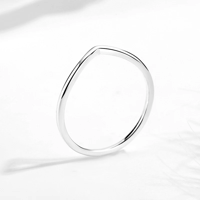 KALETINE 925 Sterling Silver Simplicity Classic Smooth V-shaped Ring For Women Engagement Wedding High Quality Fine Jewelry