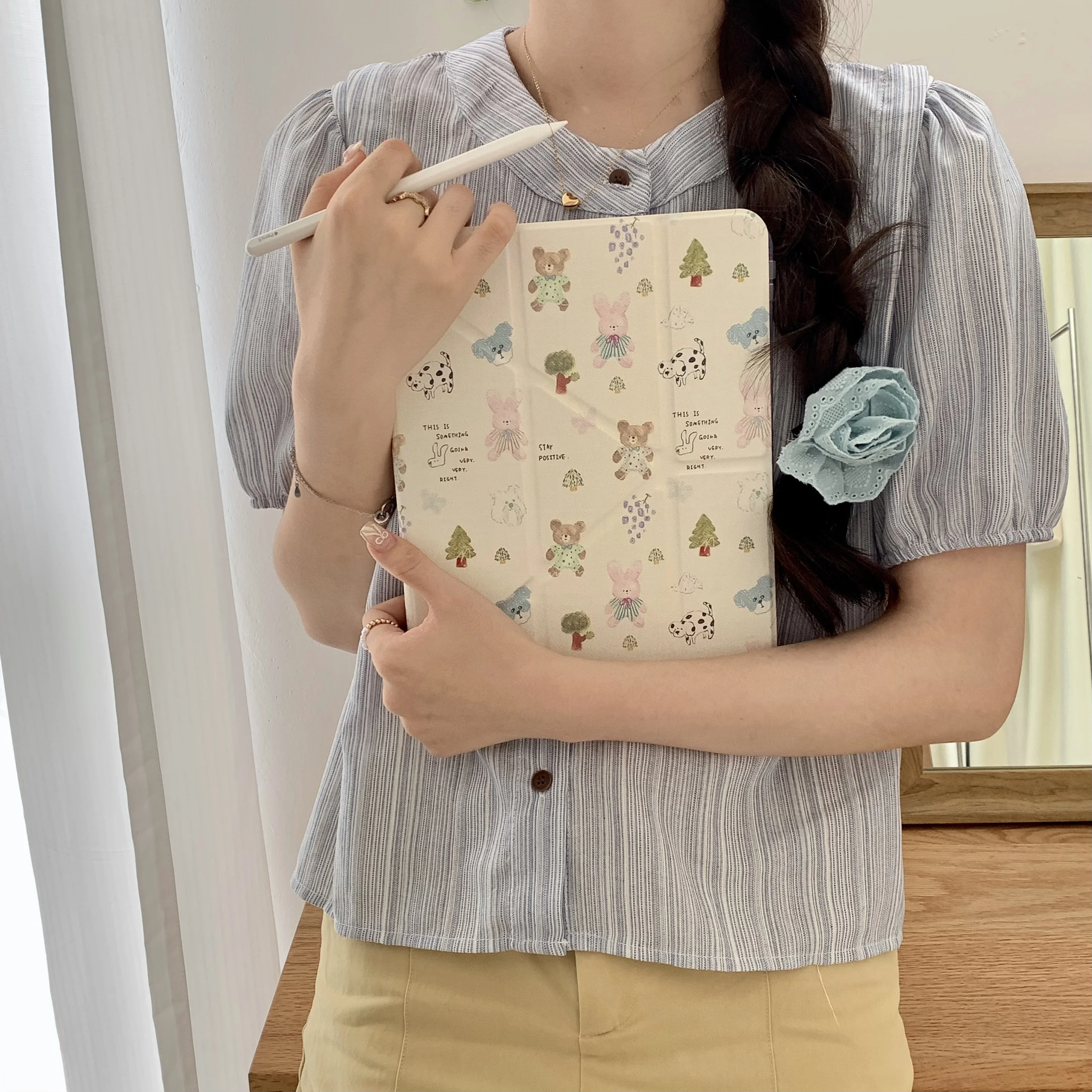 

Чехол Cute Bunny для Apple iPad Air 2024 13 дюймов Pro 12,9 дюймов Air 5/4 10,9 Чехол Складной чехол-подставка 10,2 дюйма 10,5 11 дюймов 2022