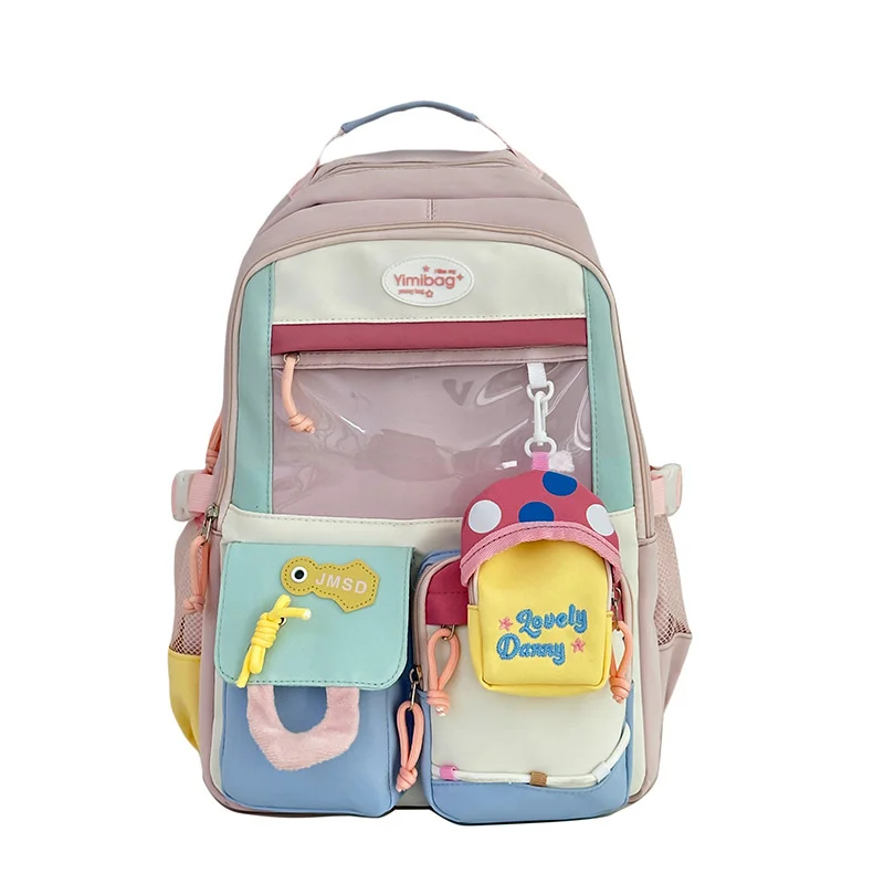Ransel Itabag Korea Y2K Estetika Kawaii Transparan Anak Perempuan Desain Blok Warna Tinggi Cocok untuk Ransel Anime Kapasitas Tinggi Baru