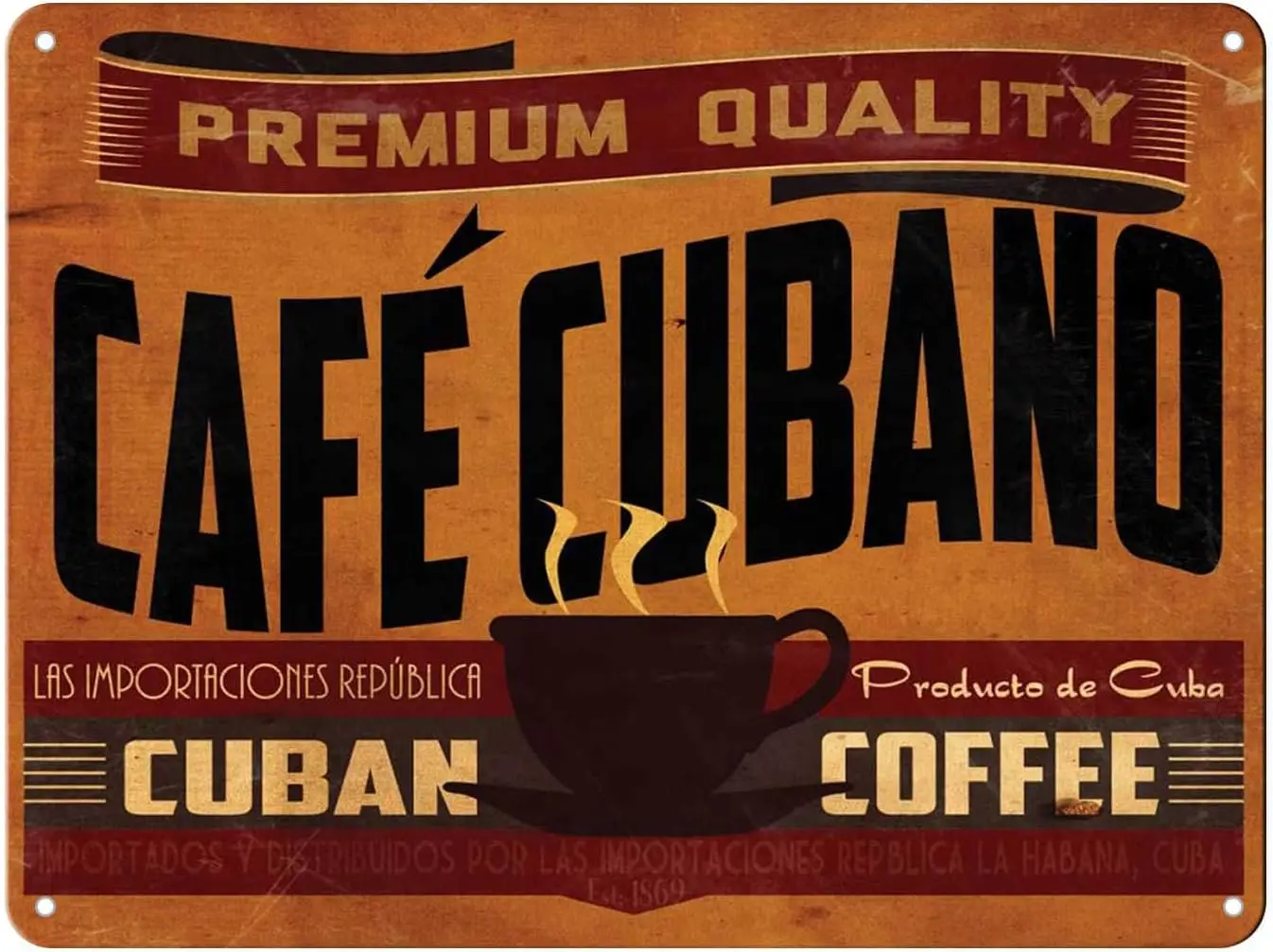 Premium Quality Cuban Coffee Vintage Metal Garage Signs for Men Cave Home Decor Tin Sign Art Decor 12 x 16 inches