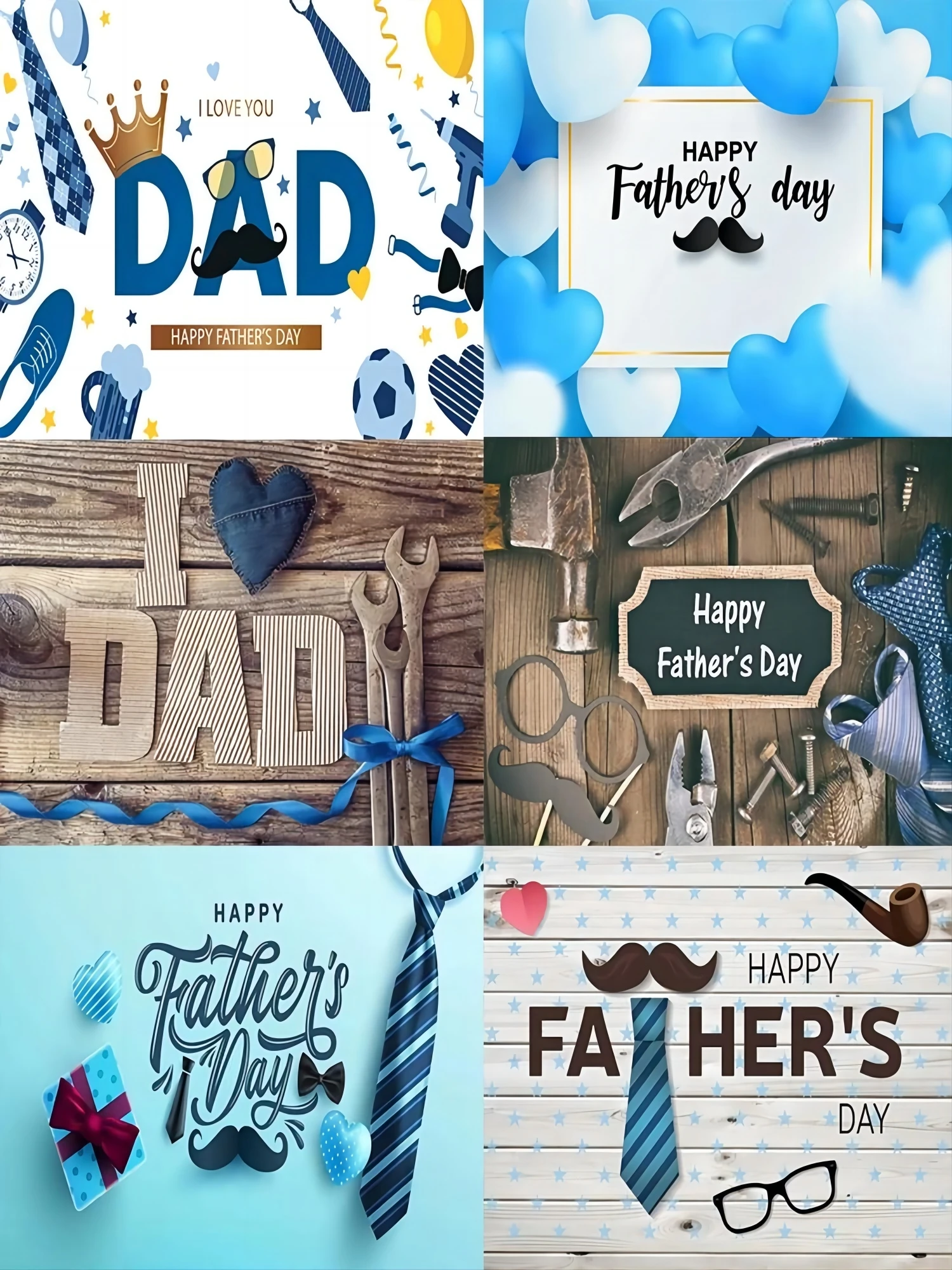 Happy Father’s Day Theme Rustic Wooden Blue White Heart Backdrop Photography Vinyl Background Decor Supplies