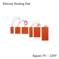 5V 12V 24V 36V 48V 110V 220V Silicone Heating Pad Square Rubber Heat Oil Engine Tank Mat Plate Fuel Water Waterproof 3D Printer