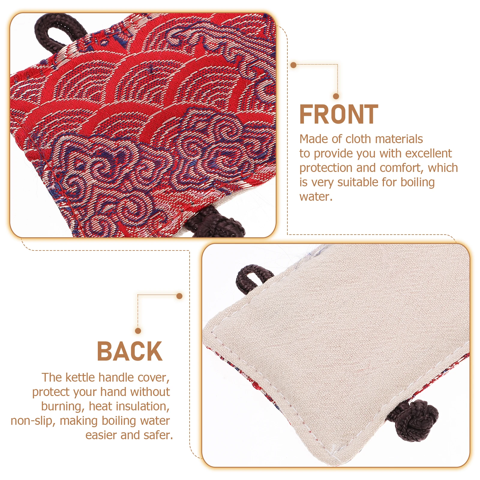 

Крышка ручки чайника, красная ткань, защита от ожогов, теплоизоляция, нескользящий кухонный инструмент, защита для чайника, практичный капюшон