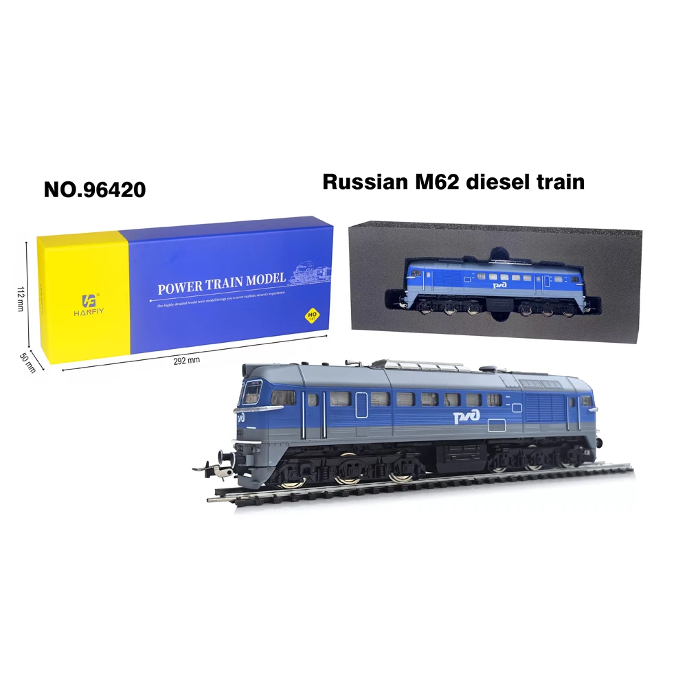 Tren de juguete tipo HO 1/87, modelo de tren con motor diésel M62 con potencia y faro, adornos de escritorio, modelo de tren, juguete para regalo para niño