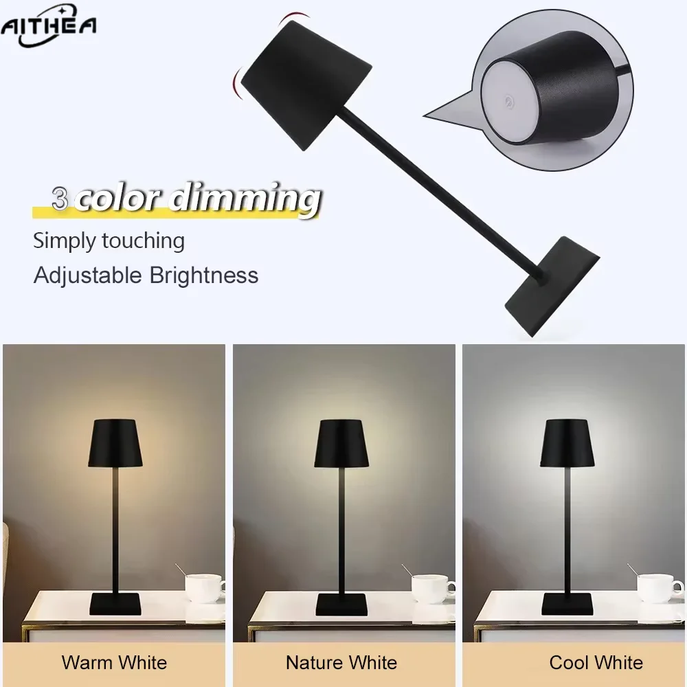 AITHEA Rechargeable LED Touch Sensor Table Lamp 3 Colors Adjustable for Wine Bottles Creative Ambient Light Bar Room Decor Light