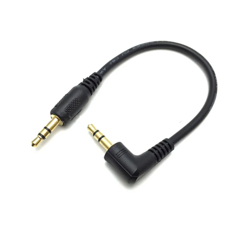 25cm 3.5mm L-shape 90 Degree Male to Male Earphone Extension Cable Audio Adapt for cell phone MP3 in the Car