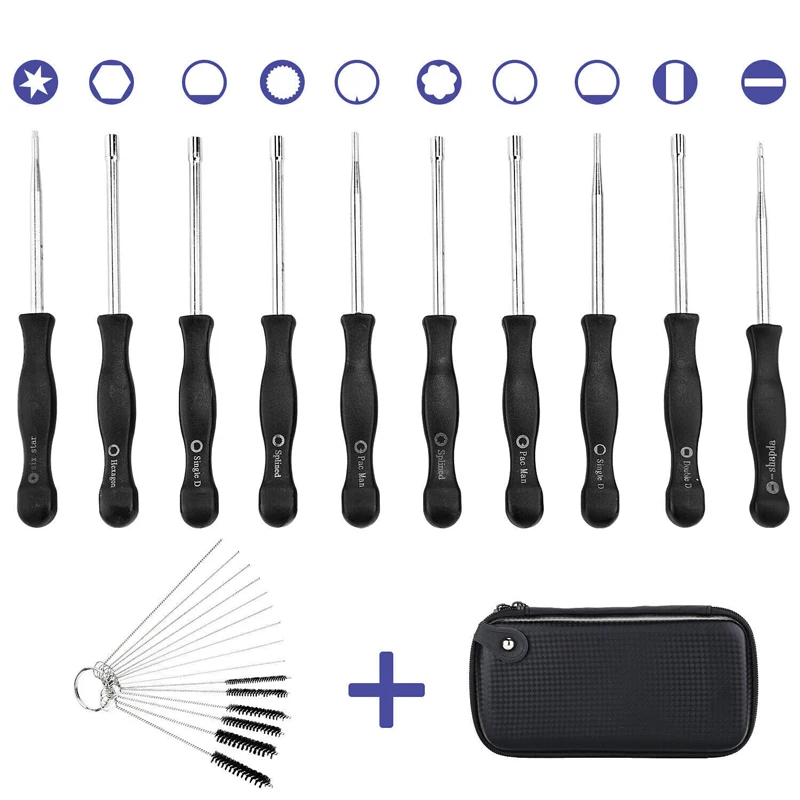 25Pcs Screwdriver Splined & Brush Kit Chainsaw Carb Carburetor Adjusting Fix Tool for Engine Trimmer Weedeater