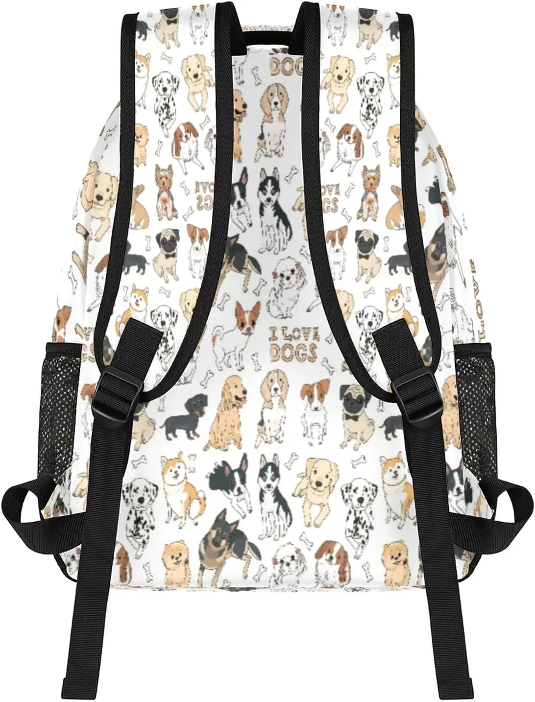 Dog Print Animal Primary Teens Student Backpack School Bookbag For Kids Boys Girl, Cute Doodle Puppy Backpacks Book Tablet