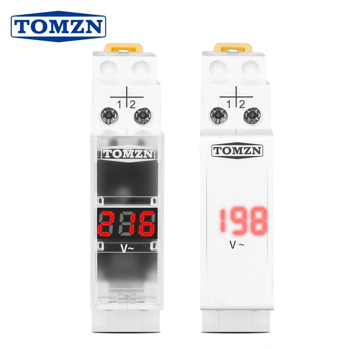 Din Rail Single Phase Voltage Meter Ac 40-500V Mini Modular Voltmeter Gauge Indicator LED Digital Display 110V 230V TOMZN