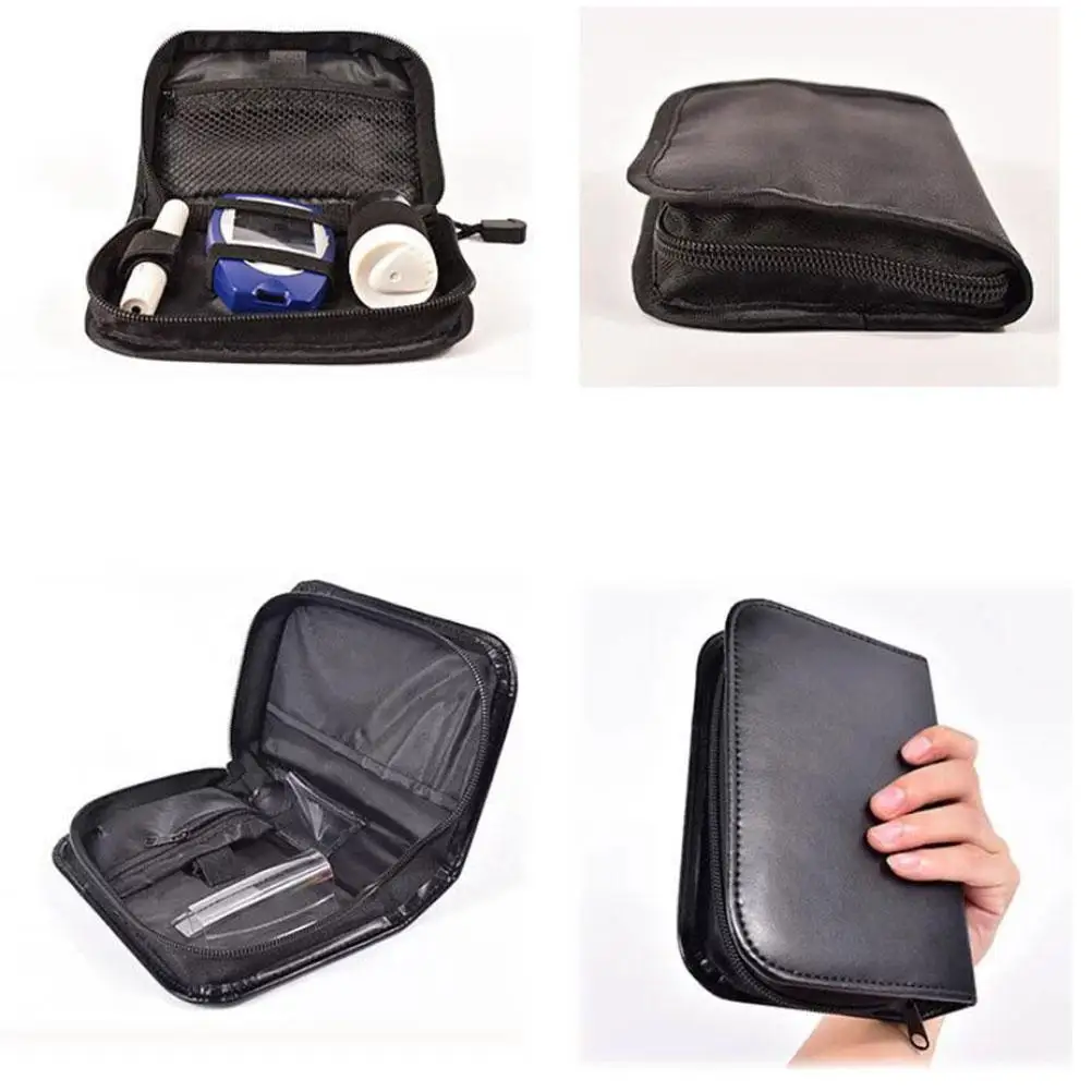 Diabetic Supplies Travel Bag PU Durable Soft Liner Protect Portable Oximeter Case Storage Health Monitoring Accessories Crush