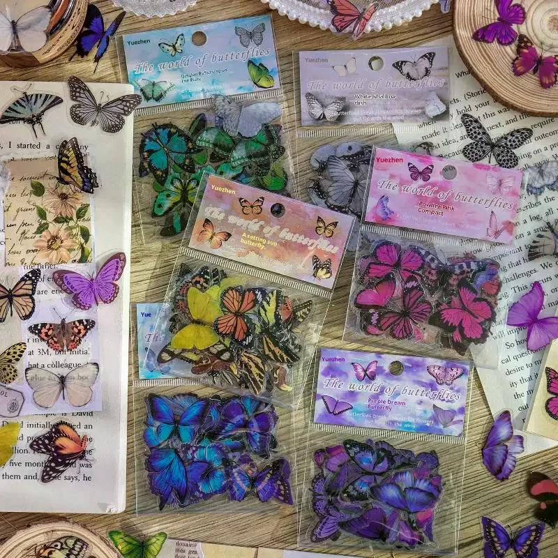 

Butterfly Series Pack of 40 Waterproof PET Stickers for Art Collage And DIY Scrapbooking