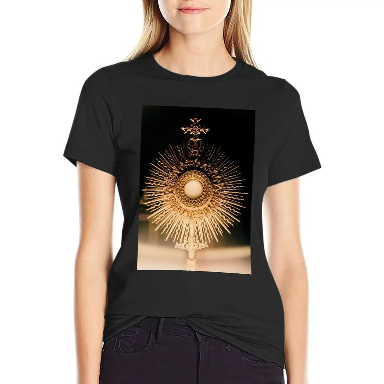 The Blessed Sacrament T-Shirt summer top funny korean fashion workout t shirts for Women