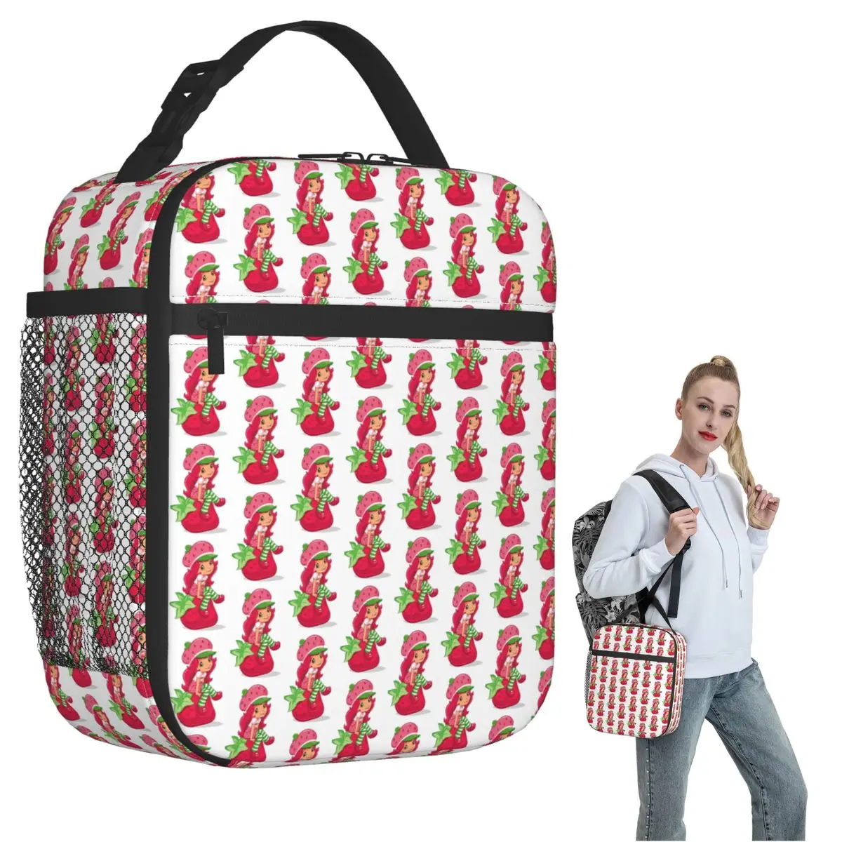 

Strawberry Shortcake Girl Cartoon Anime Insulated Lunch Bag for Women Kids Portable Food Boxes Thermal Lunch Box Tote