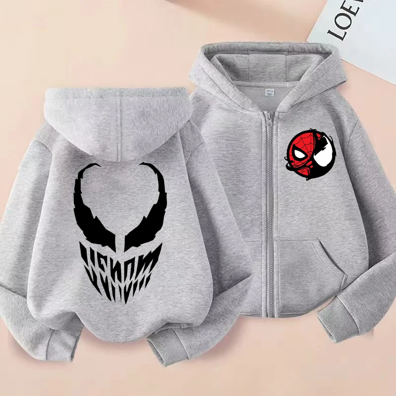 New Venom Child Zip-up Hoodie Cartoon Anime Hoodies Casual Warm Kids Boys Coat Jackets 2024 Winter Autumn Children\'s Clothing