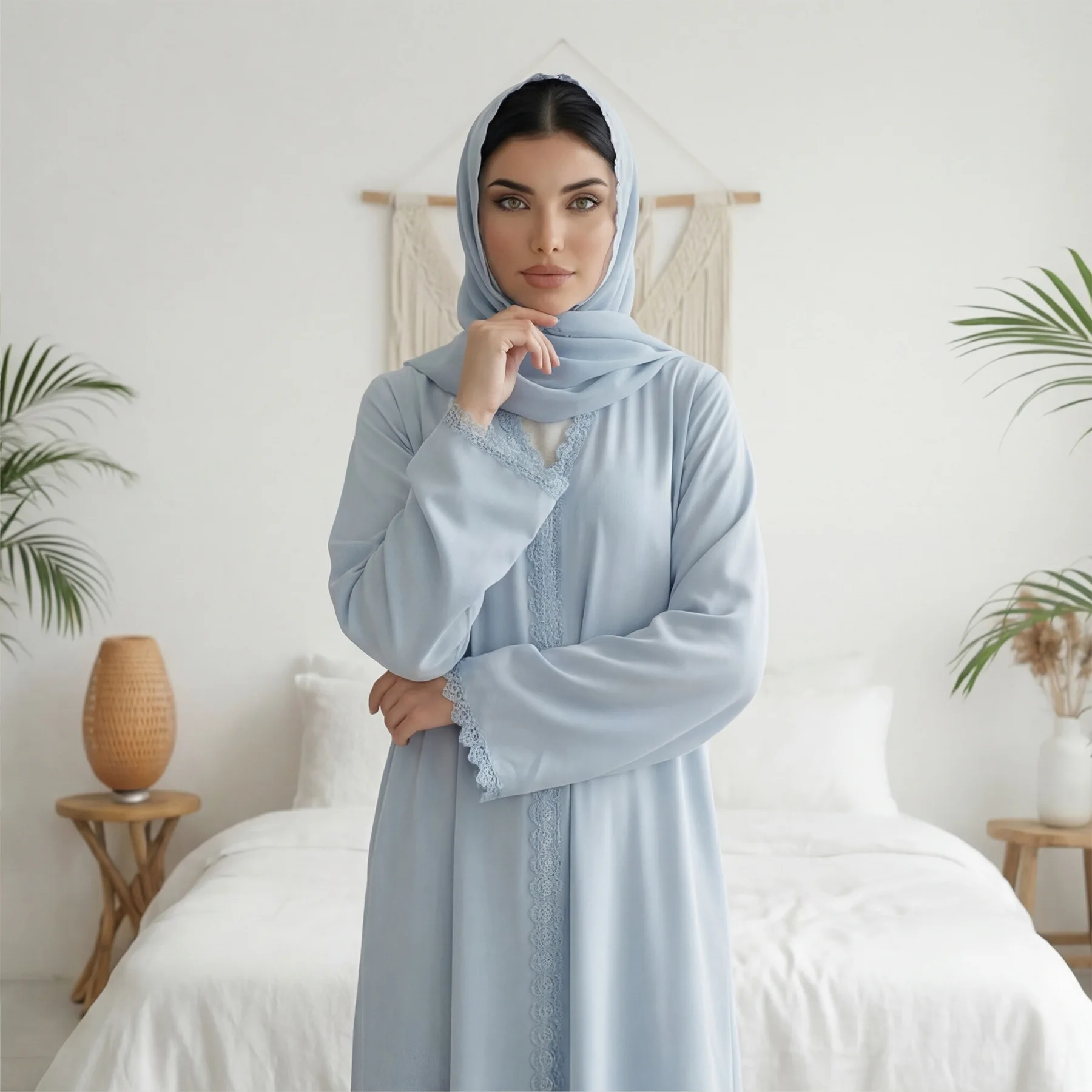 

Eid Ramadan Embroidery Open Kimono Abbayas for Woman Dress Dubai Abaya Hijab Muslim Jalabiya Kaftan Robe Femme Musulmane Kebaya