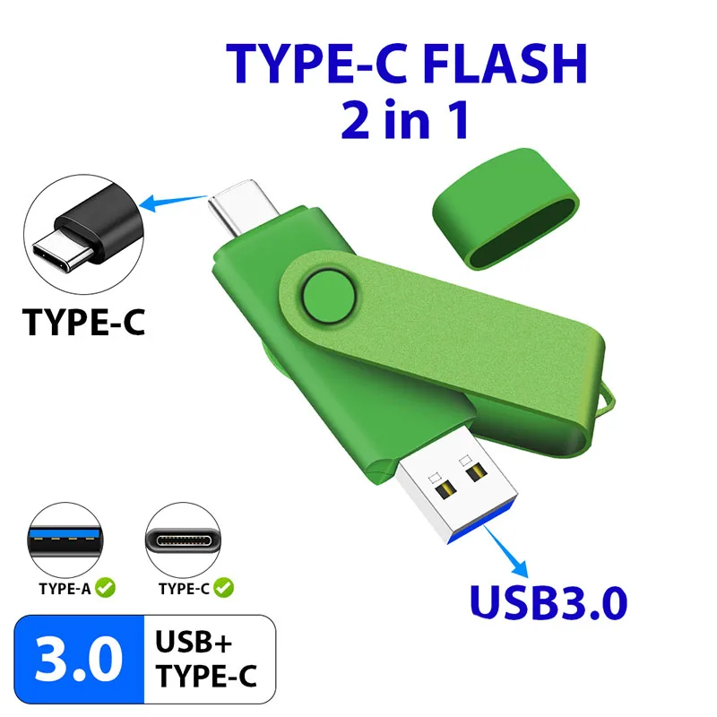 JASTER TYPE-C Flash Drive Dual USB 3.0 OTG Pendrive 512GB 256GB 128GB 64GB 32GB High Speed 2 in 1 Memory Photo Stick