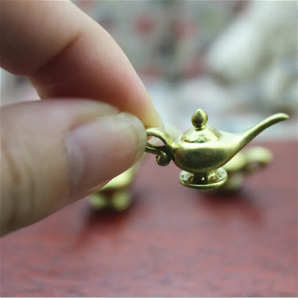 1 pc Retro Dollhouse Miniature Mini Gold Teapot Toy Model Kids Gift