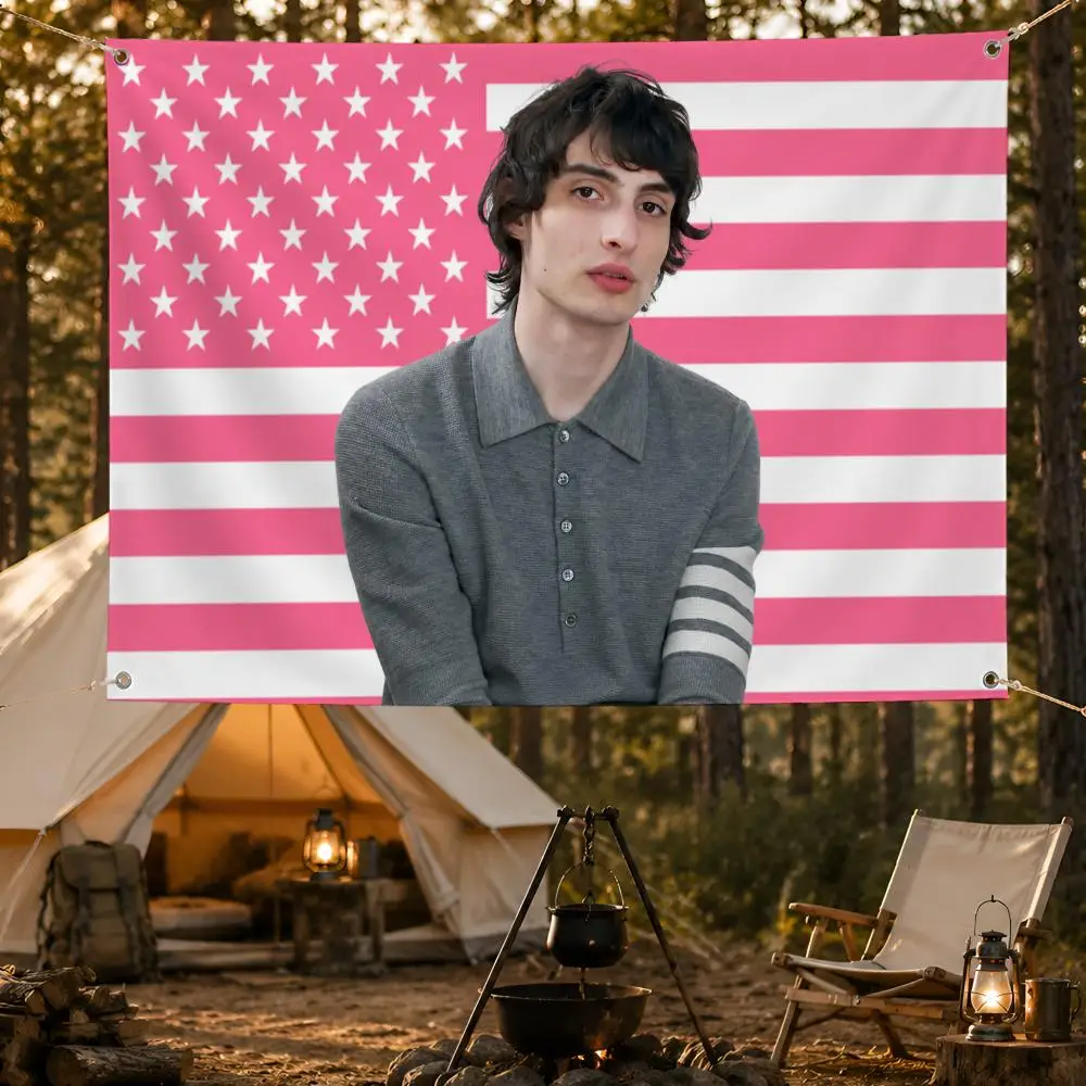 Actor Finn Wolfhard Retro Star Flags Fan support, home, dormitory, wall decoration, outdoor camping, party banners, gifts