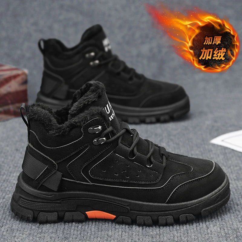

Men Snow Boots Outdoor Shoes For Male Thick Sole Sneakers for Men Winter Shoes Tenis Keep Warm Fluff Mens Ankle Boots