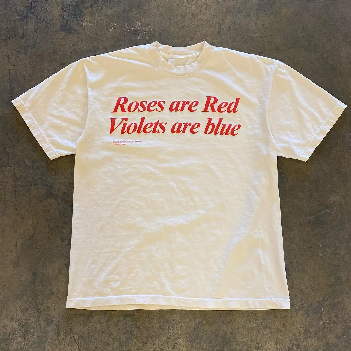 American Retro Oversize Short Sleeve T-Shirt Loose Atmosphere Feeling Love Poem Slogan Cotton Casual round Neck Tee