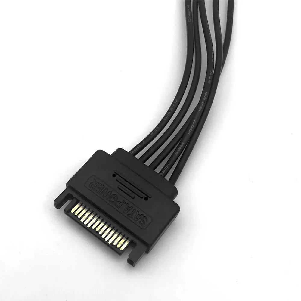 TEUCER 1 to 5 SATA 15Pin Hard Drive Power Supply Splitter Cable Cord 1 Male To 5 4PIN Extension Power Cord for DIY PC Sever image 6