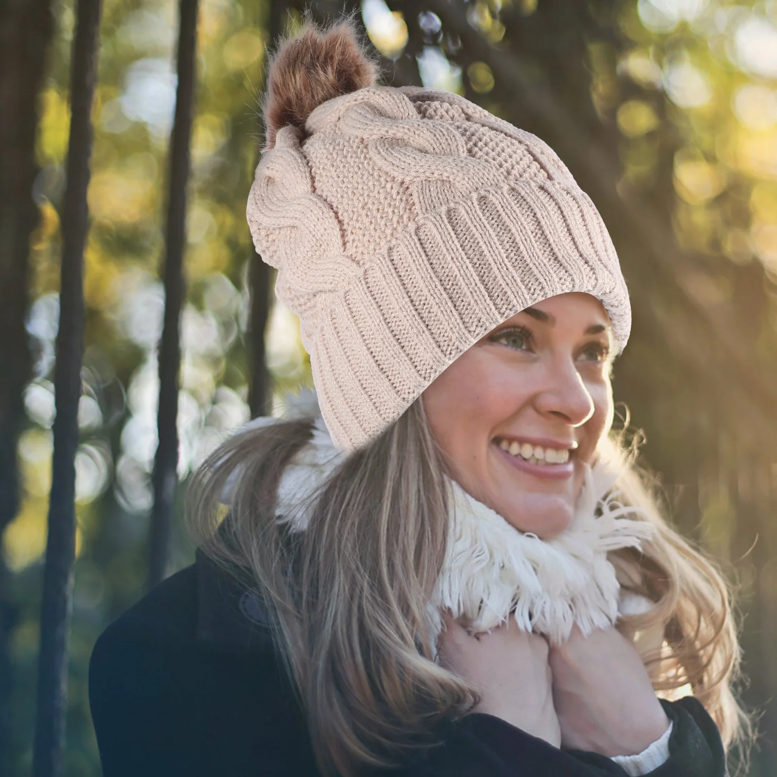 Chapeau chaud épais portable pour femme, extérieur, femme, hiver, 3 pièces