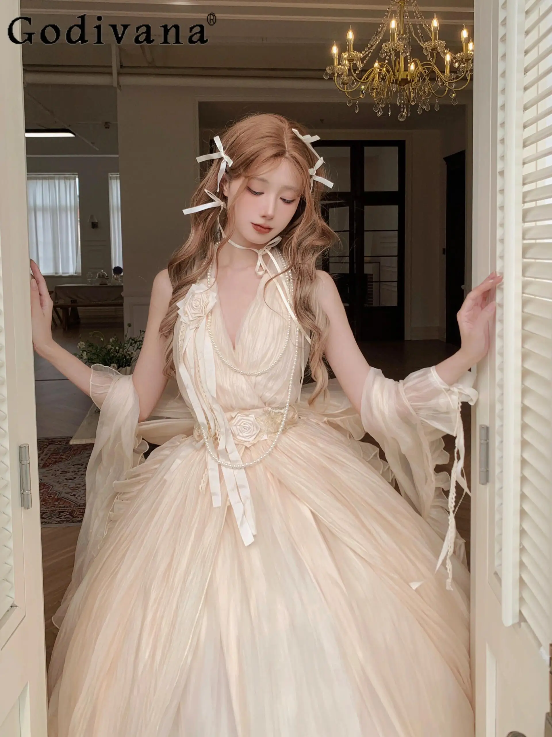 

Vintage Elegant Lady Sweet Lolita Evening Dress High-End Light Luxury Birthday Coming-of-Age Ceremony Red Dress